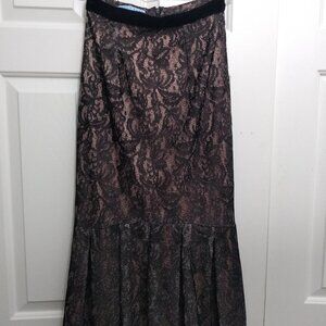 Antonio Melani Lace Overlay Peplum Midi Skirt